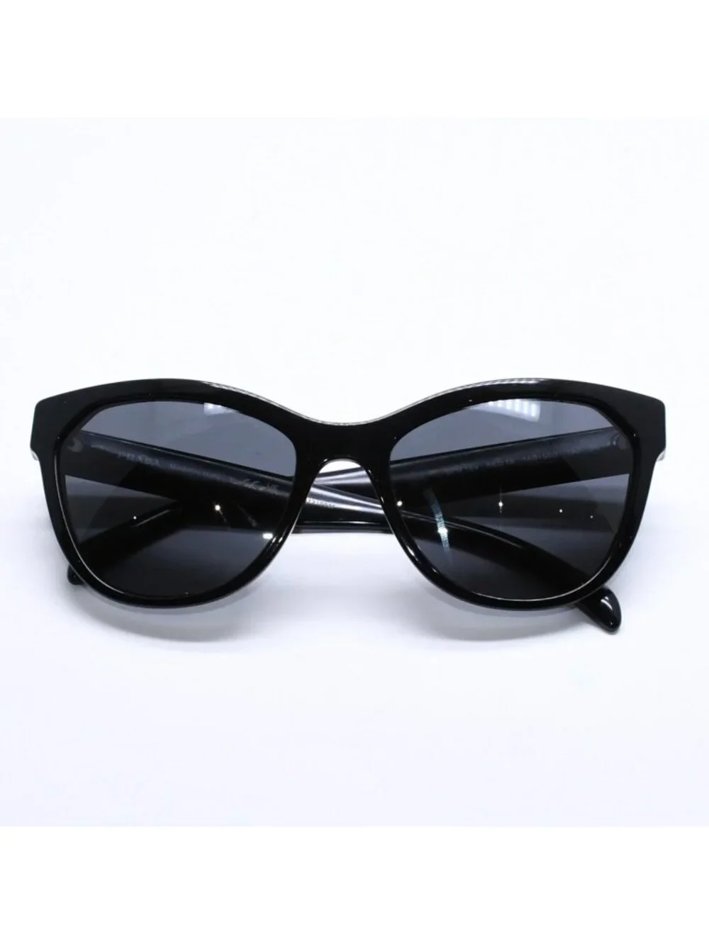 Prada Sunglasses Eyewear Cat Eye 19 Black Silver Logo